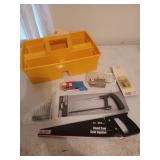 Yellow organizer tray with assorted tools,