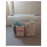 Sterilite tub with lid filled with wound care