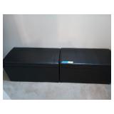 2 black, Faux leather storage trunks, 17x31x15 in