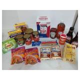 Assorted cans and dry food goods, all unopened