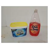 Tub of Oxiclean, and half a bottle of dish soap