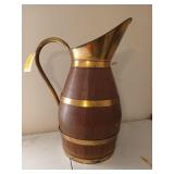 24 inch oak and brass barrel pitcher