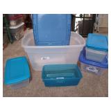 Assorted sized plastic storage containers,