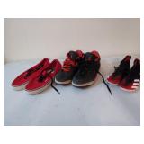 Three pairs of shoes, red size 11 Vans, 8.5 Air
