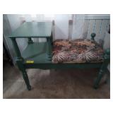 Green wooden telephone table / gossip bench,
