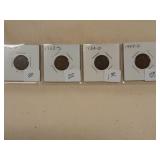 Wheat pennies, 1946-S, 1952-S, 1934-D, and 1942-D