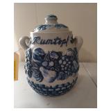 "Rumtopf" glazed crock, 11 in
