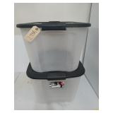 Two Bella 69 quart storage tubs with locking