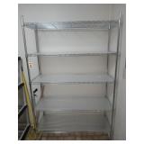 Five tier metal shelf with wheels, 76x18x48 in,