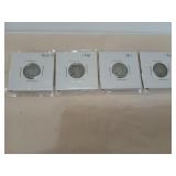 Barber dimes, 1905-S, 1908, 1911, and 1916, silver