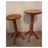 Two wooden plant stands with round tops, 24x14