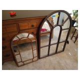 Two window styled mirrors, large one is 42x29
