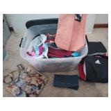 Clear storage tote filled with reusable grocery