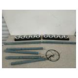 Two candle displays, 17x3 in and a wind chime