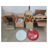 Four boxes of party supplies, including Mardi