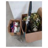 Two treasure boxes filled with decor, includes