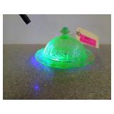 Hazel Atlas Uranium glass butter / cheese dish,