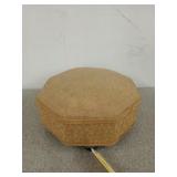 Octagonal footstool with yellow fabric, 6x13 in