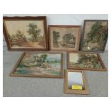 Five pieces of artwork, the largest is 19x15,