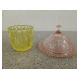 Uranium glass toothpick holder, 2 in, and cute