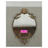 Rococo revival? style brass mirror, 17x10 in