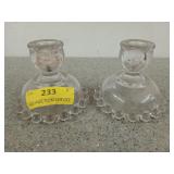 Pair of Candlewick glass candle holders, 4 in