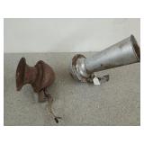 Two old car horns, 6 and 12 in