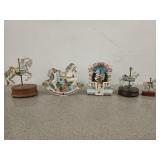Five carousel horse / rocking horse figurines,
