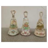 3 bell-shaped snow globe music boxes, 10 in, two