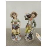 Pair of 8-in Homco figurines, with grapes