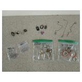 Assorted costume jewelry, mostly earrings,