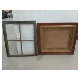 An ornate wooden frame, 30x20 26 in, and a barn