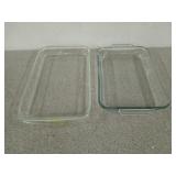Two glass baking dishes, Pyrex is 10x15 in and