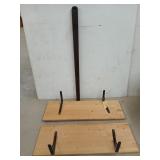 Two wooden shelves with fancy brackets, 12x36