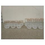 14 crystal? Cups with gold? Rims, seven smalls