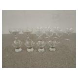 Assorted wine/liquor glasses, some are etched, a