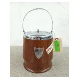 Wooden biscuit barrel, 7 in