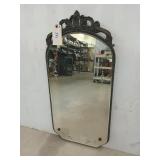 Beautiful antique belved mirror with etched leaf