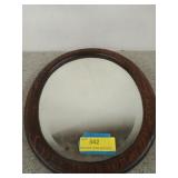 Old, oval, beveled mirror, 14x12 in
