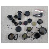 Assorted binocular lens caps, etc