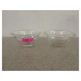 Pair of two lipped bowls with ridge design and