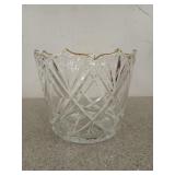 Crystal? Ice bucket, 7x8 in, Mikasa? Has a gold