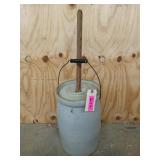 Butter crock with lid and wooden paddle, paddle