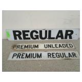 5x30-in metal gas sign "Regular," and two plastic
