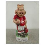 "Hogs" 10 in. straight whiskey bourbon decanter,