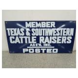 Blue porcelain sign, 10x20 in