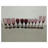 Assorted Mikasa amethyst wine glasses in