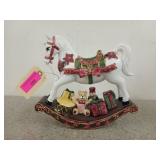 Ceramic Christmas rocking horse with green