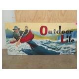 Hand-painted board, Outdoor Life, with a man in