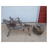 4 -1/2 ft. Teak root bench and side table both